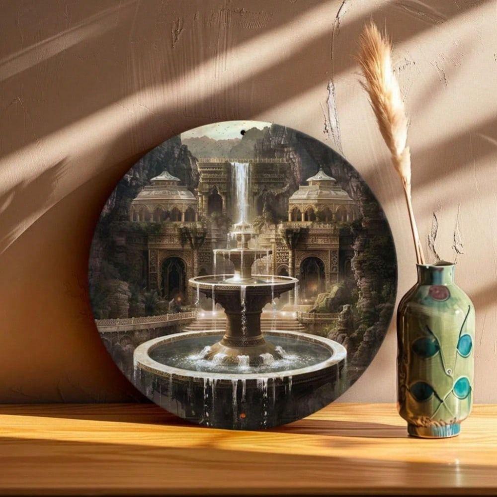 Metal Wall Art Tin Painting Handmade Home Decor 20x20cm Folk Craft