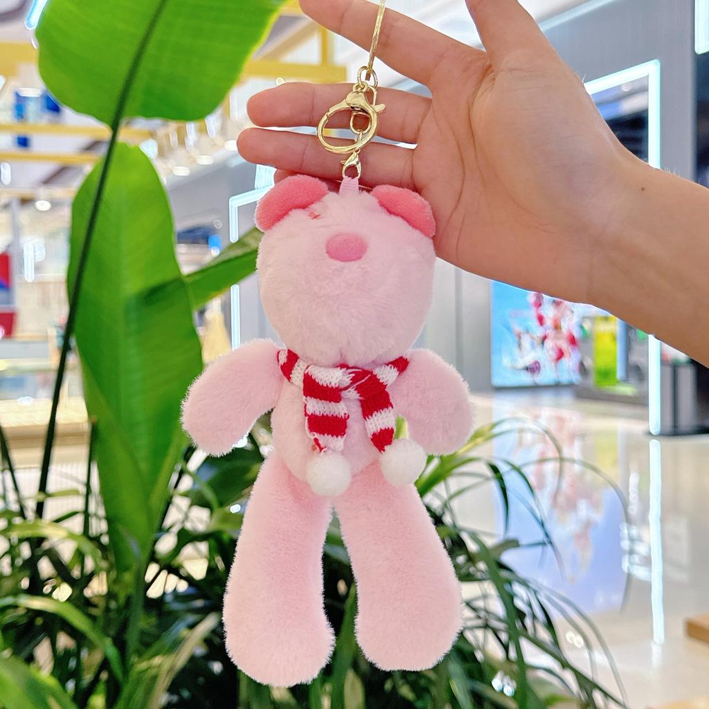 Klíčenka s plyšovou hračkou medvídek přívěsek na školní tašku plyšová panenka pár dekorace na batoh dárek