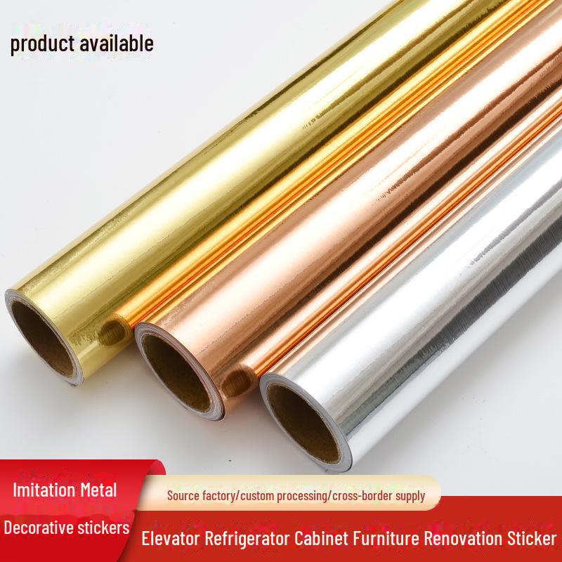 Cross-Border Imitation Metal Film Self-Adhesive Waterproof Wallpaper for Fridge, Elevator, and Countertop Renovation