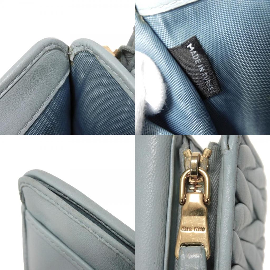 Used Matelasse Compact Zip Wallet (5ML002 N88 F0012 7941) with RFID and Lambskin. Metal logo. Cielo Women's from Japan