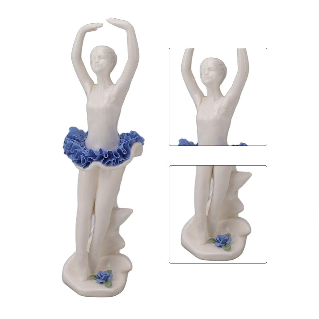 Ballerina Girl Figurine Ballet Dancer Statue Ceramic Sculpture Desk Ornament for Home Bookshelf