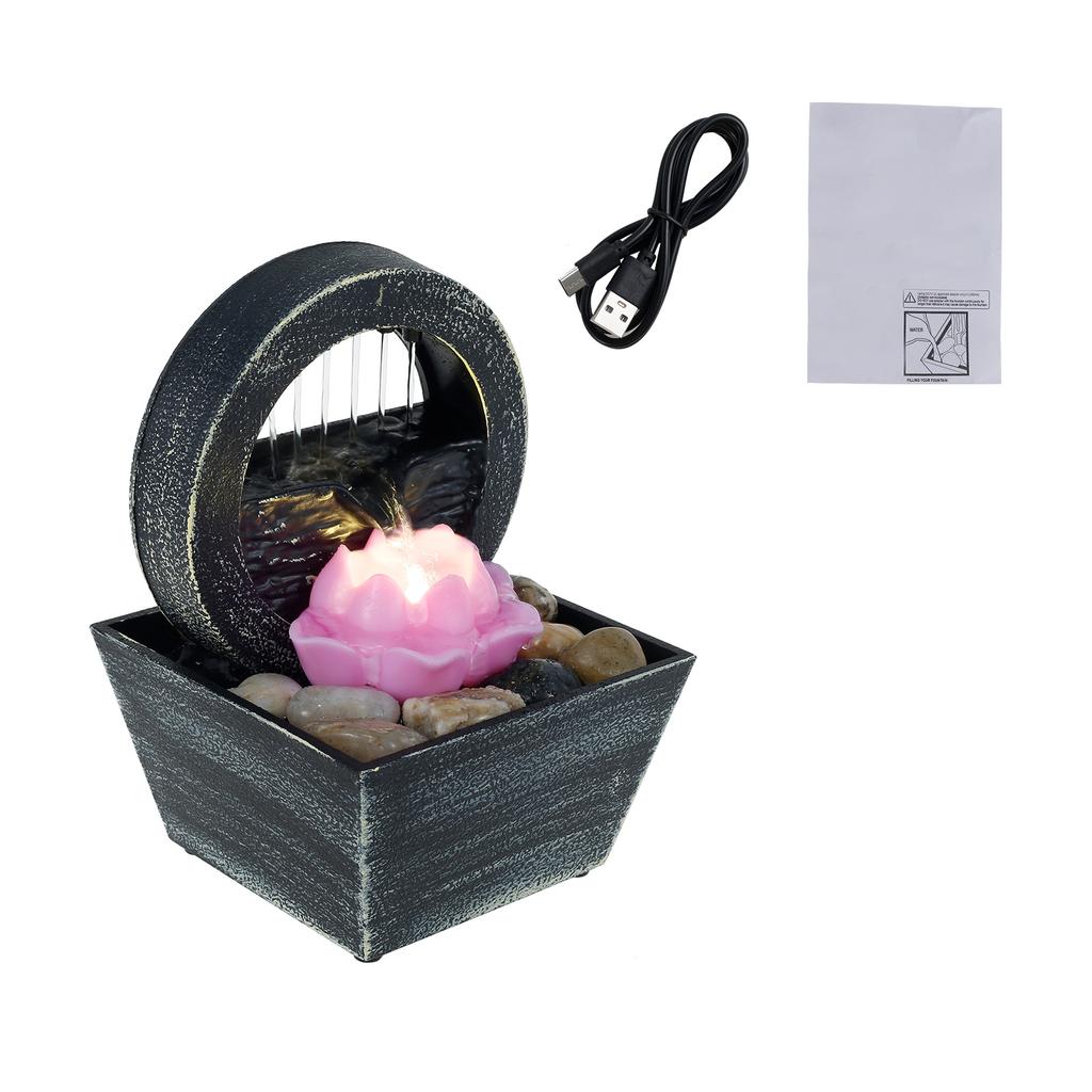 Stolní vodopád Domácí dekorace Relaxace Meditace Stolní fontána se světly Tekoucí vodní ozdoby do ložnice obývacího pokoje