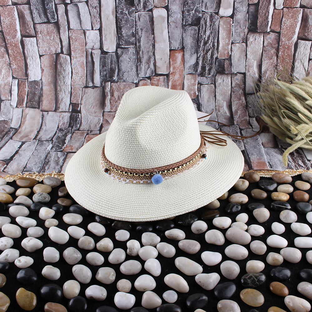 New Women's Fashion Big Eaves Bell Jazz Top Hat Spring and Summer Outdoor Travel Sunscreen Shade Straw Hat