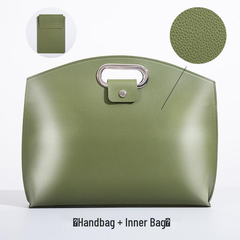 Premium Leather Handbag for 16" Tablet/Laptop, Business, Large Capacity, Document/File Storage