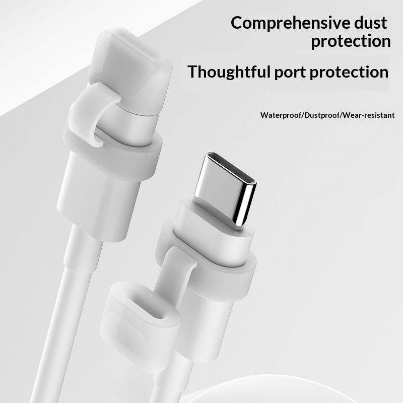 3/15Pcs For Ios Lighting Type-C Data Cable Silicone Dust Plug Anti-Lost Dustproof Data Cord Protective Cap Typec Charging Port