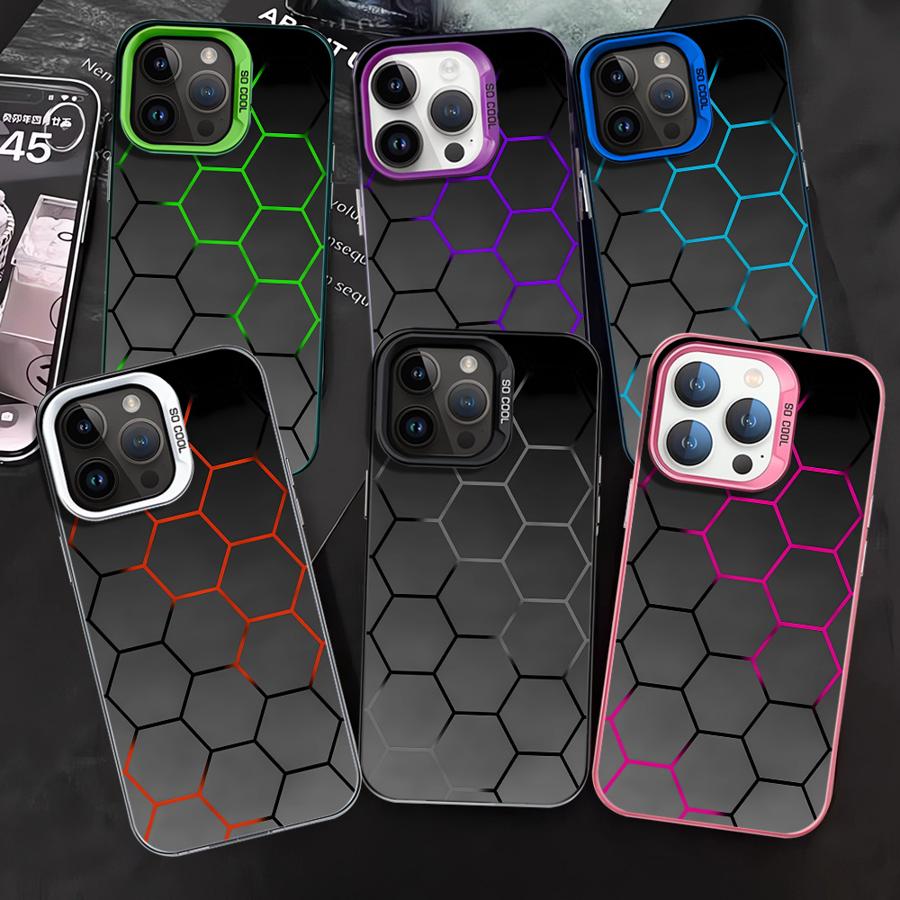 Fashion Diamond Pattern Design Phone Case iPhone 15 Pro Max 11 12 13 16 14 Plus Silicone Shockproof Case Lens Protector Shell