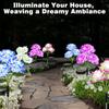 Solar Powered Hydrangea LED Light, Realistic Artificial Solar Garden Light, Semi-Flush Lawn Lamp for Outdoor Courtyard, Pathway