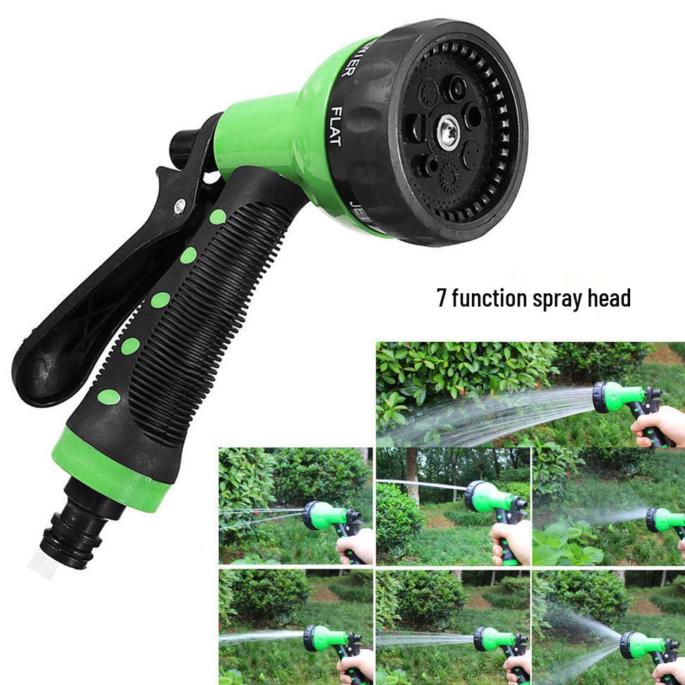 15m Ausziehbarer Gartenschlauch & 7-Funktionen Sprühpistole Set