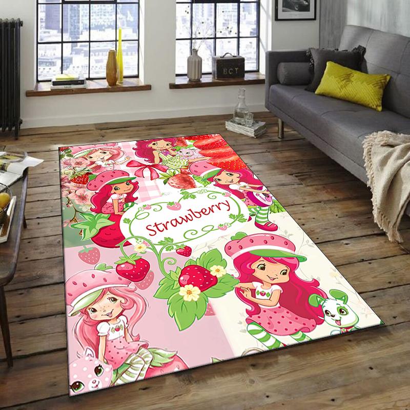 1pc Strawberry Princess4 Design Area Rug - Non-Slip, Soft & Cozy Floor Mat for Living Room, Bedroom, Office - Indoor/Outdoor Decorative Carpet