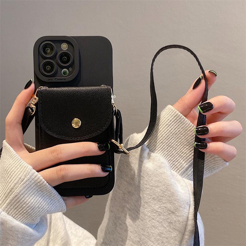 "Anti-Fall Crossbody Lanyard Case with Card Holder for iPhone 13 Pro Max and iPhone 12"