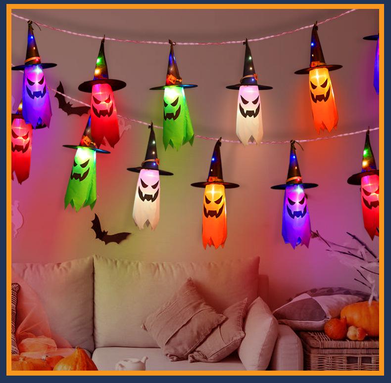 Glowing Halloween Wizard Hat LED String Lights for Outdoor Decorations