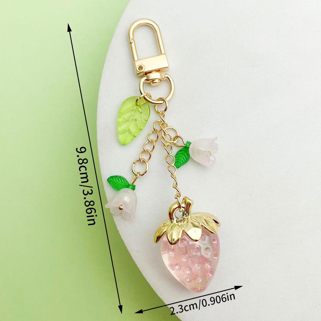 3D Strawberry Keychain: Fashionable Resin Fruit Bag & Car Ornament for Women