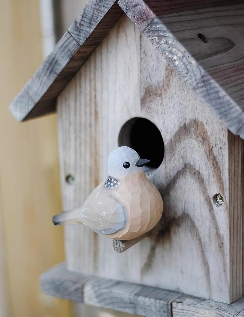 (hej!e) Pigeon Bird Figurine, Wood Carving, Baby Pigeon, Wooden Object, Scandinavian Craft, Doll, Handmade, Basswood, Interior Decor [Parallel Import]