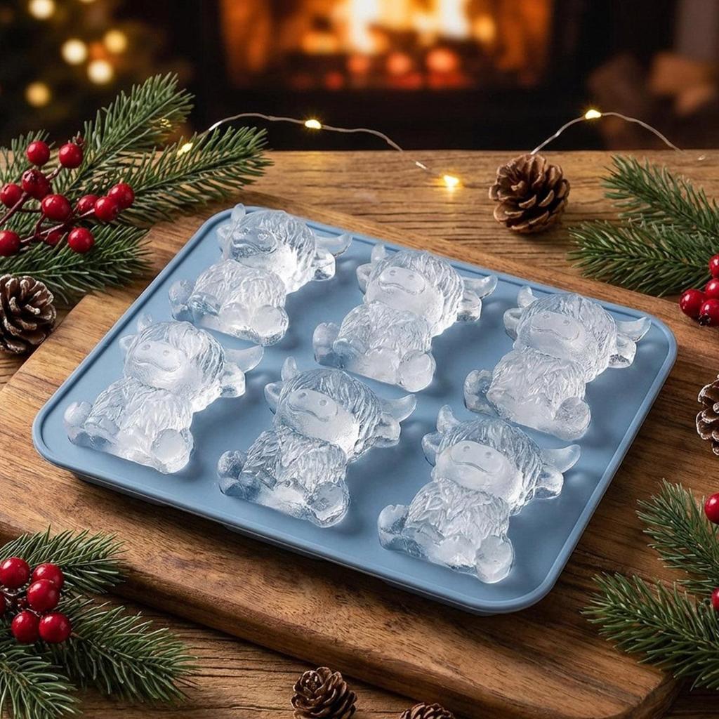 new Silicone Ice Tray 6 Cavity Cow Shaped Making Tool Ice Molds For Whiskey For Cocktails Bourbon Tequila Vodka Drinks