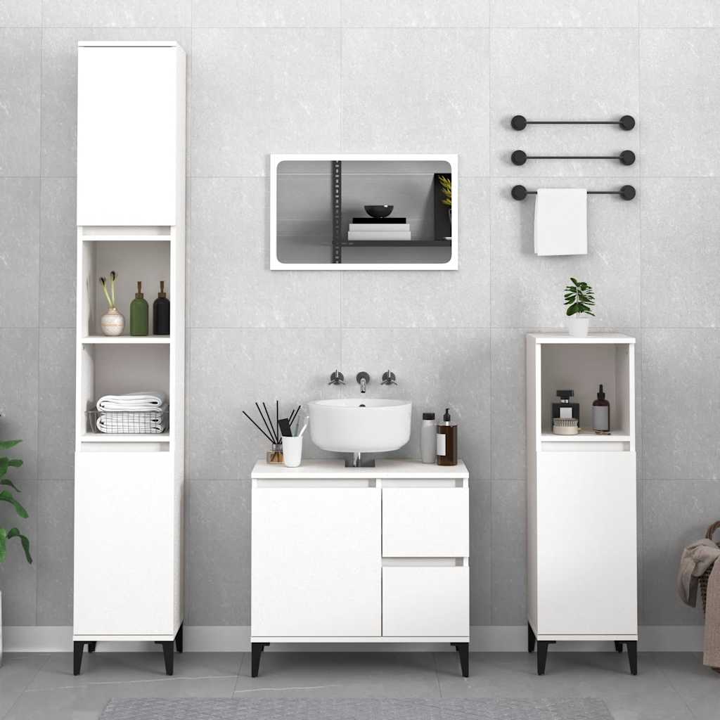 Schrank unter dem Waschbecken, 2 Schubladen, schwarzes dreieckiges Stativ, 65x33x60 cm