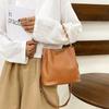 Single Shoulder PU Leather Handbag Handbag Chain Crossbody Bag Portable Women Bucket Bag  Daily