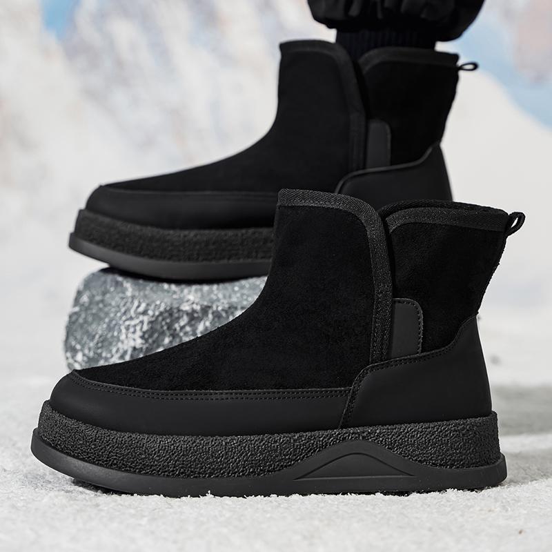 Winter Suede Casual Shoes Men Snow Fashion Ankle Boots Comfortable Fur Platform Cotton Shoes Man High-top Designer Short Boot