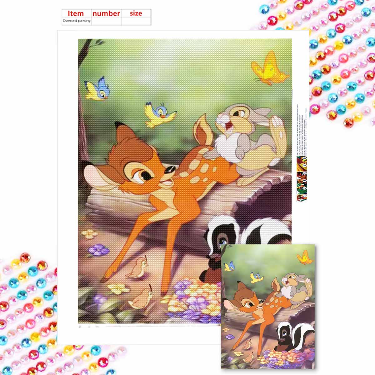 

Полная круглая алмазная живопись Олень и скунс Искусство Стразы Картина Мозаика DIY 5D Вышивка крестом Домашнее украшение Round 20x30cm