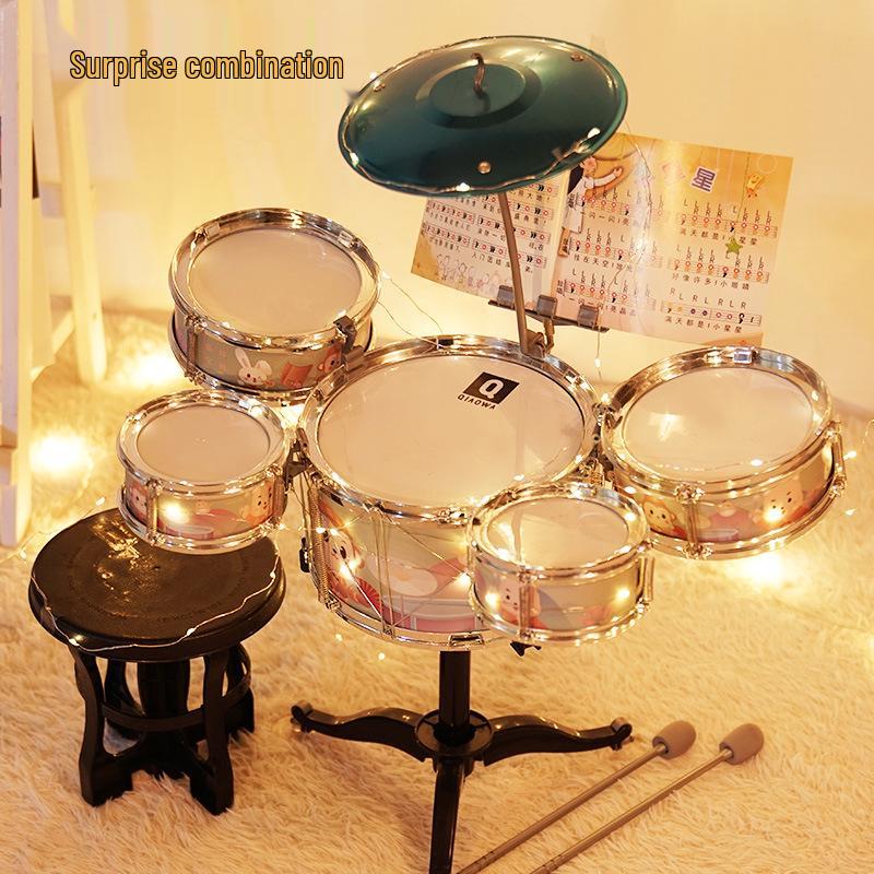 

Large Kids Beginner Jazz Drum Set - Educational Percussion Instruments & Musical Toys