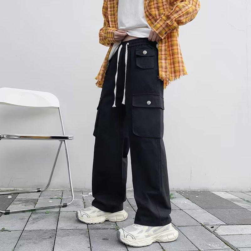 Overalls Men's Autumn New High Street Ins Tide Brand Loose Cotton Casual Pants Student Multi-Pocket Straight Pants