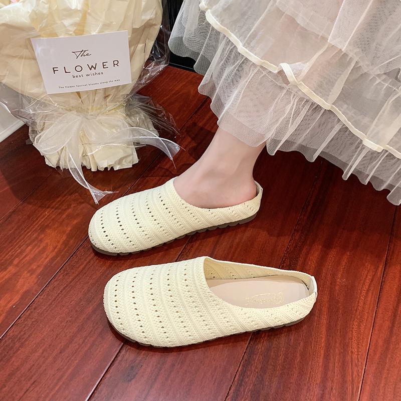 

Fashion CRLAYDK Women s Comfortable Slip On Mules Loafers House Slippers Ladies Knit Backless Walking Breathable Casual Slide Shoes 35