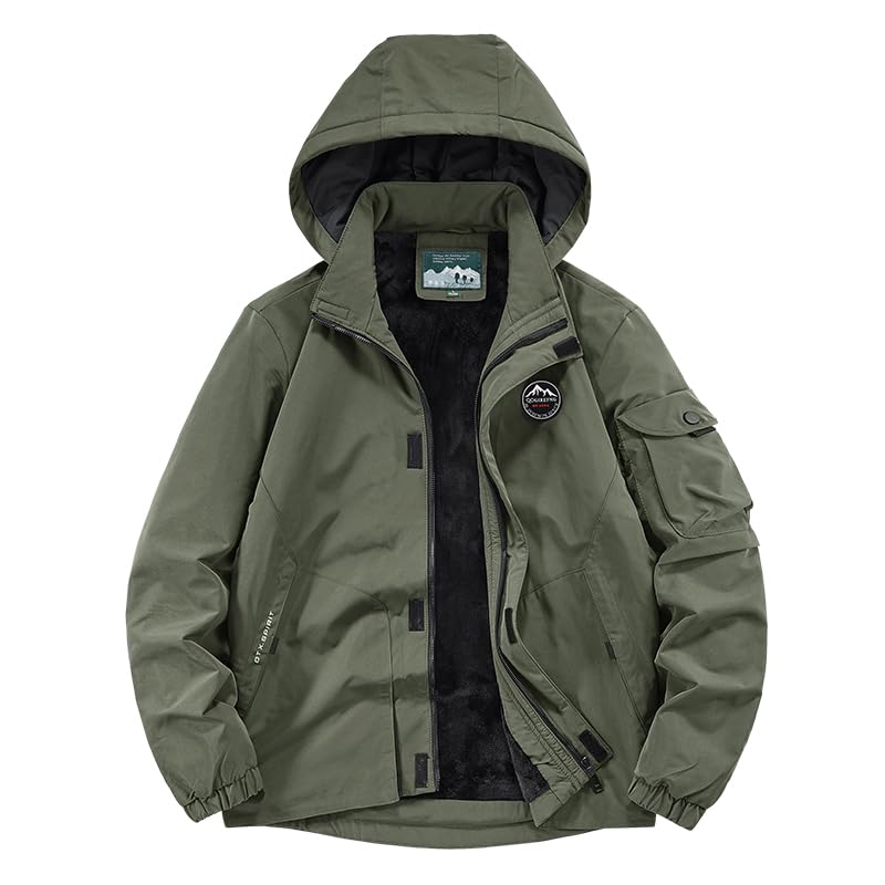 QINPHEN Windproof Jacket for Outdoor Cold Weather Water and Ideal for and Size XL Men's Fleece-Lined Climbing, Protection, Repellent, Breathable,