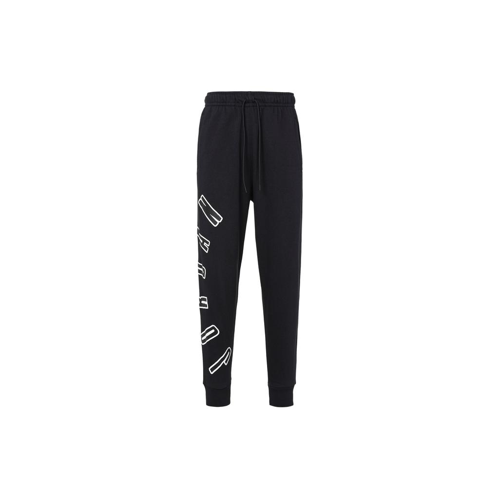 Jordan Alphabet Logo Print Drawstring Mid-Waist Knit Joggers Men Bottoms Black FB7028-010