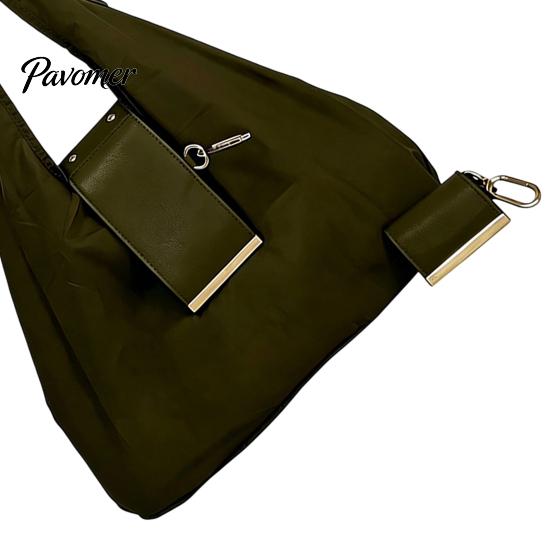 Foldable Travel Organizer Shoulder Bag for Women, Durable PU And Nylon Large Capacity Tote Handbag Bag, Lightweight Portable Shopping Daily Commuting