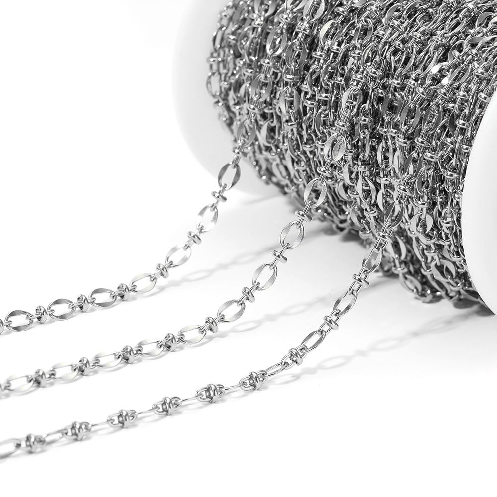 

Never Fade 1meter Stainless Steel 8 Chains Gold Handmade Necklace Rolo Link Chain for Bracelet DIY Jewelry Making Accessories
