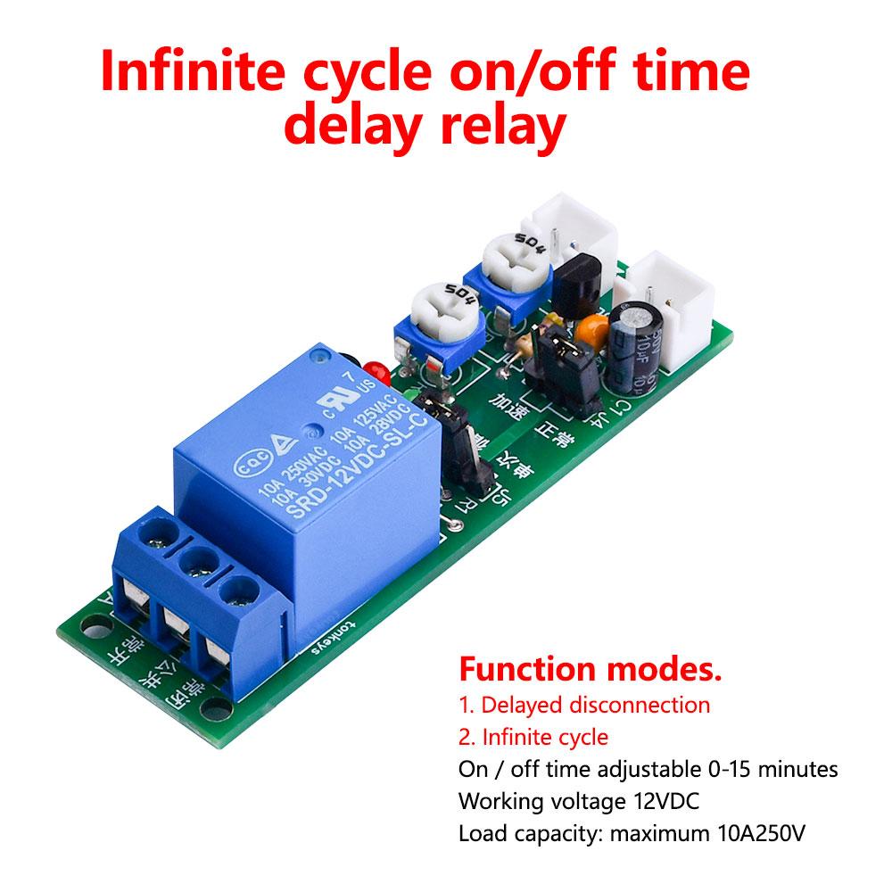 0-24Hours Adjustable Cycle Timer Delay on/Off Switch Power Supply Relay Shield DC 5V 12V 24V Timer Delay Relay Module with Cable Relays 5