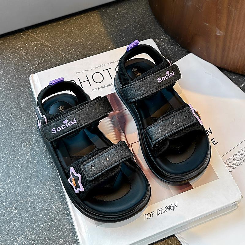

Cute star and letter sandals for boys and girls2026Spring and summer children s hollow-out beach shoes for toddlers, young and older children, 26Inner Length15.6cm чёрный