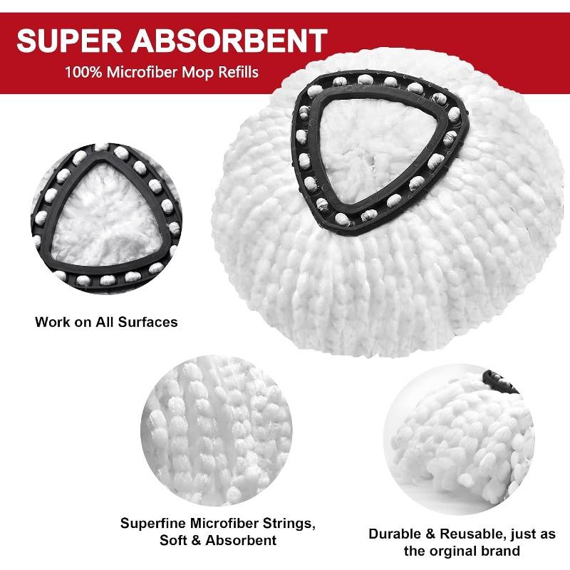 4er Pack Moppköpfe Ersatz für O-Ceda Easy Wrin Spin System, Mikrofaser Nachfüllungen, Leicht zu reinigender Mopp Ersatzkopf