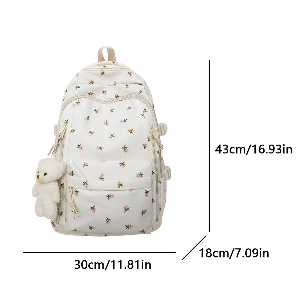 Floral School Backpack Cute Casual Travel Daypack School Bag Aesthetic Backpack for Teens Girls Women Students