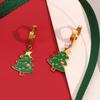 18K Gold Plated Christmas Tree Drip Oil Earrings - Cute Cartoon Design, European & American Fashion.