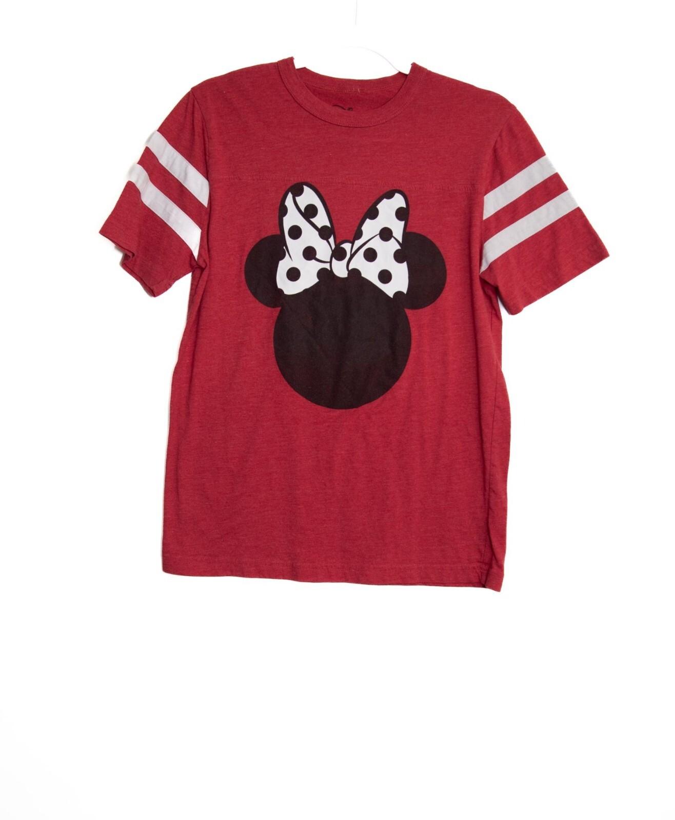Disney Minnie Mouse Red Graphic S T-Shirt With Polka Dot Bow Design Striped S