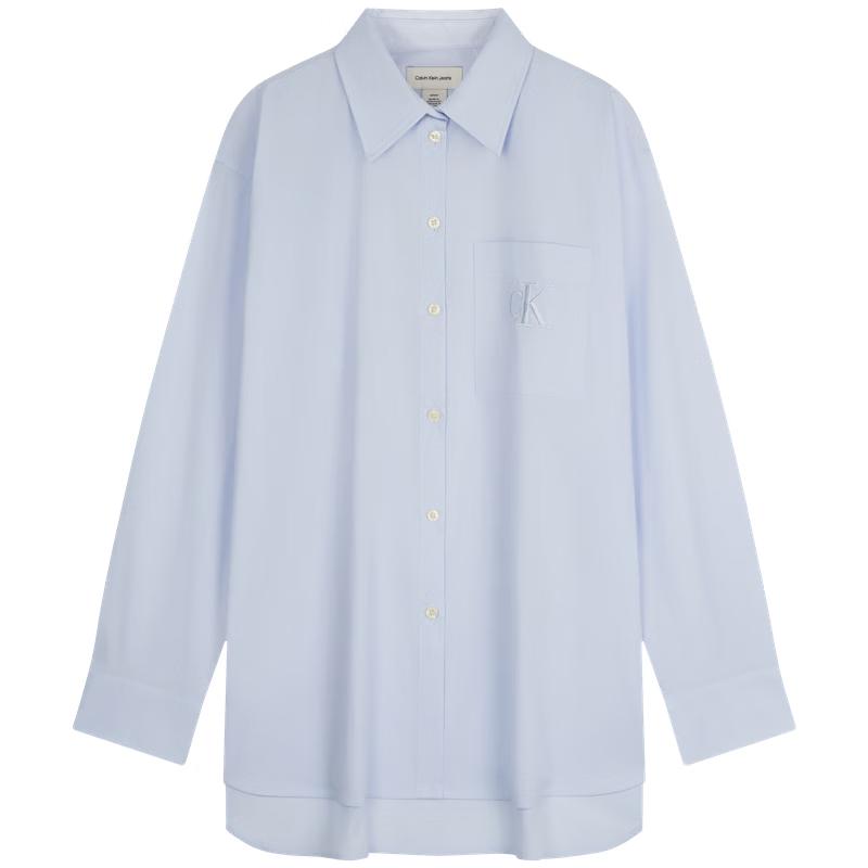 Calvin Klein Jeans Women s Embroidered Poplin Long Sleeve Shirt S