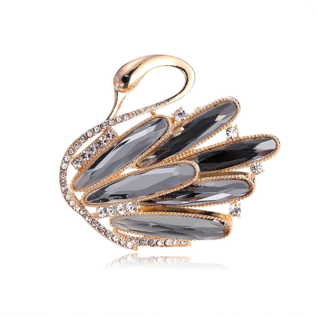 Брошь-лебедь со стразами для модных аксессуаров и повседневной носки