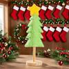 Small Tabletop Christmas Tree Ornament with Wooden Base Mini Artificial Christmas Tree Holiday Home Decoration