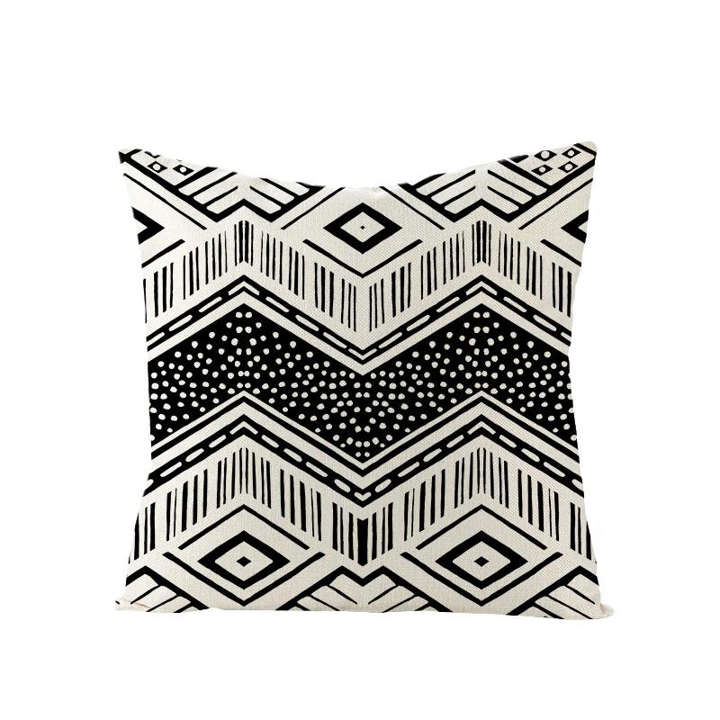 Linen Simple Black White Geometry Cushion Case Modern Nordic Simple Decorative Pillows Case Livingroom Sofa Couch Throw Pillows