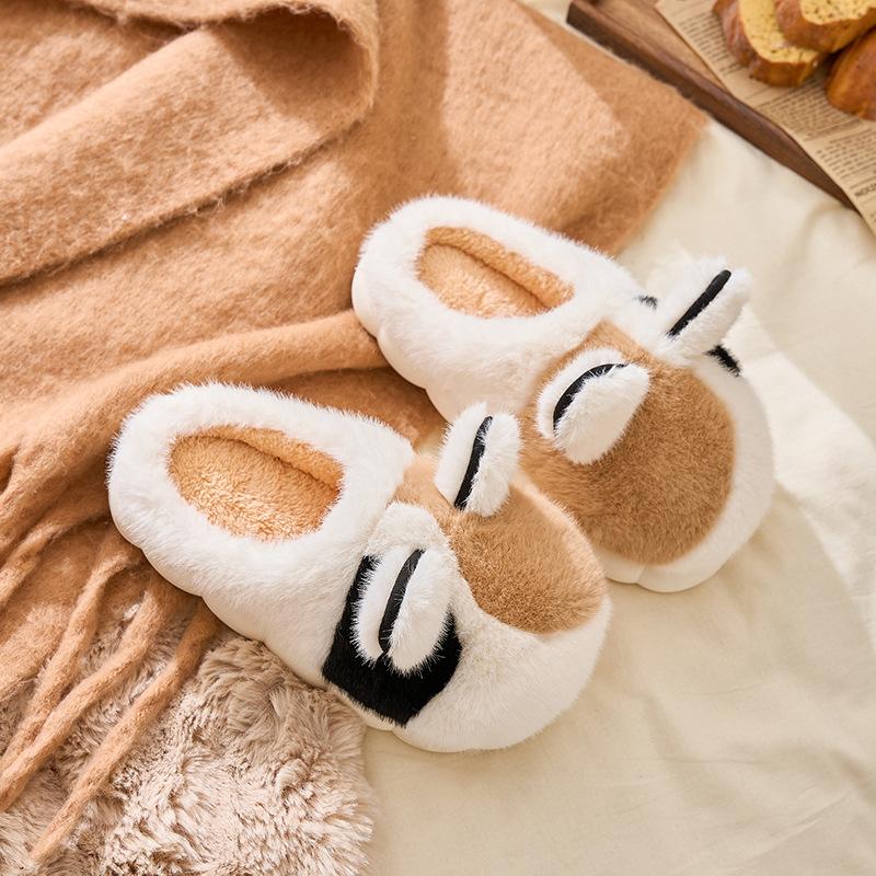 Fashion Cute Women Plush Shoes Autumn Winter New Fashion Thicken Men Indoor Home Shoes Warm Non-slip Comfortable Couple Cotton Slippers