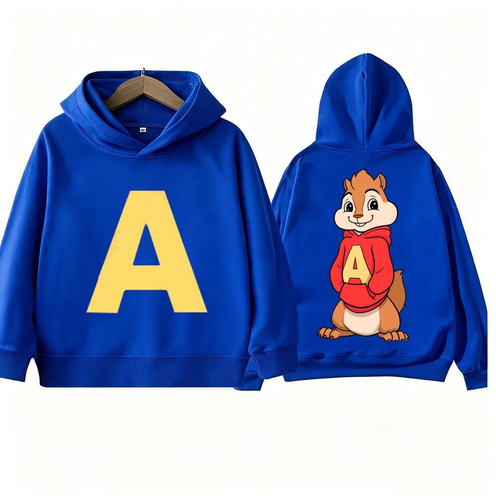 Sweat à capuche dessin animé Alvin et les Chipmunks Vert et Rouge Promotion Film pour enfants Animation Manches longues Sweat à capuche