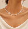 Simple Classic Creative Round Beads Rice Beads Woven Neck Necklace Vacation Wind Beaded Contrasting Color Necklace Collarbone Chain Women