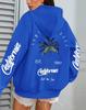 Women's Coconut Tree Print Casual Fleece Hoodie with Pockets