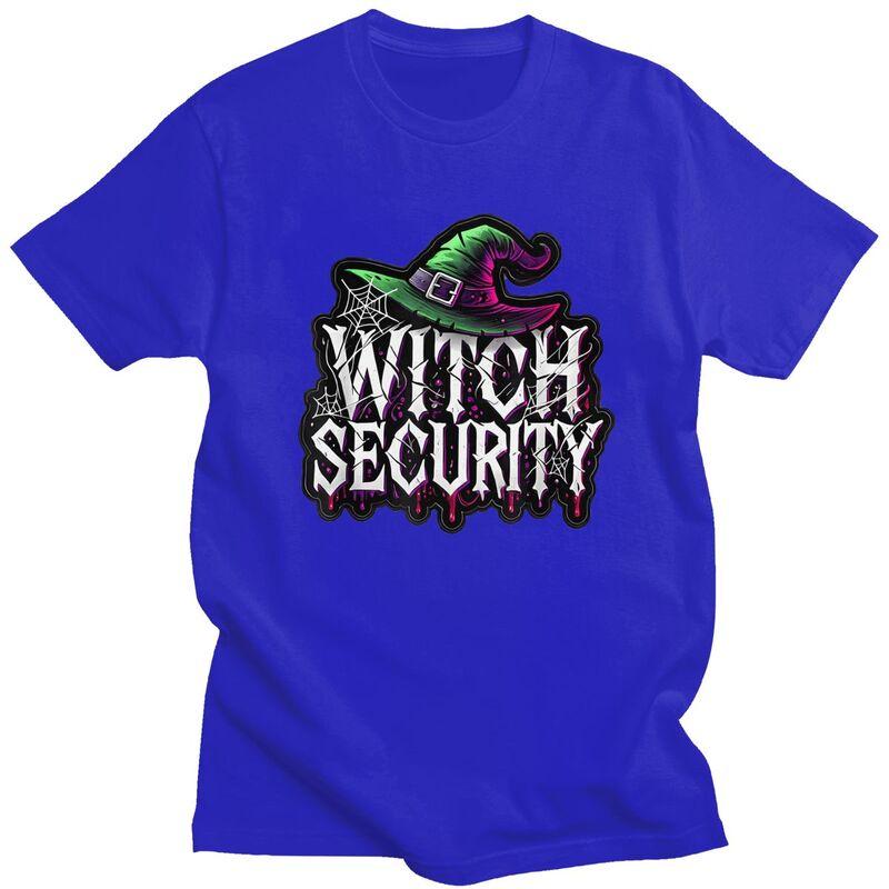 Custom Trendy Witch Security Halloween Joke T Shirt Men Short Sleeve Pure Cotton Tshirt Leisure Tee Tops Streetwear Tshirt