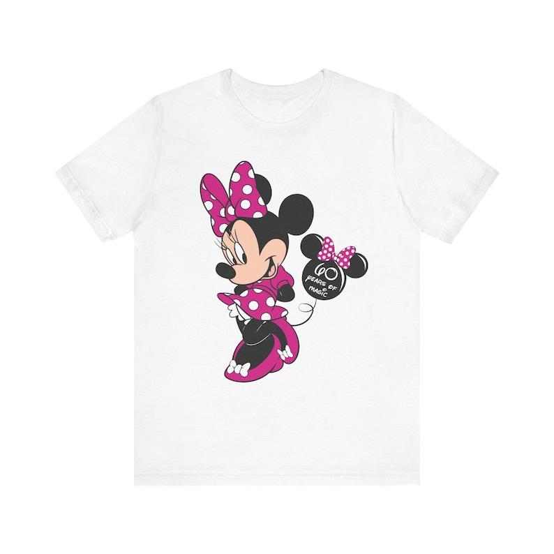 Polka Dot Bow Mouse Character Tee | Graphic T-Shirt, Pink Black Yellow 100