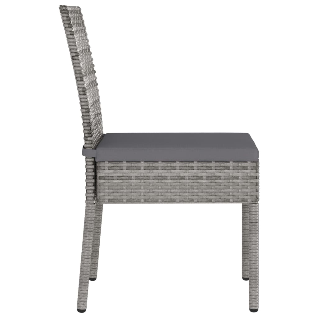 Garden Dining Chairs 2 pcs Grey Poly Rattan