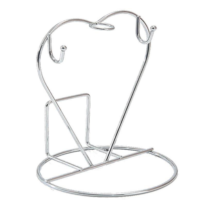 

Coffee Cup Stand With Sturdy Iron Frame Perfect For Small Kitchens And Dining Area Heart Shaped Plate Storage Rack серебряный