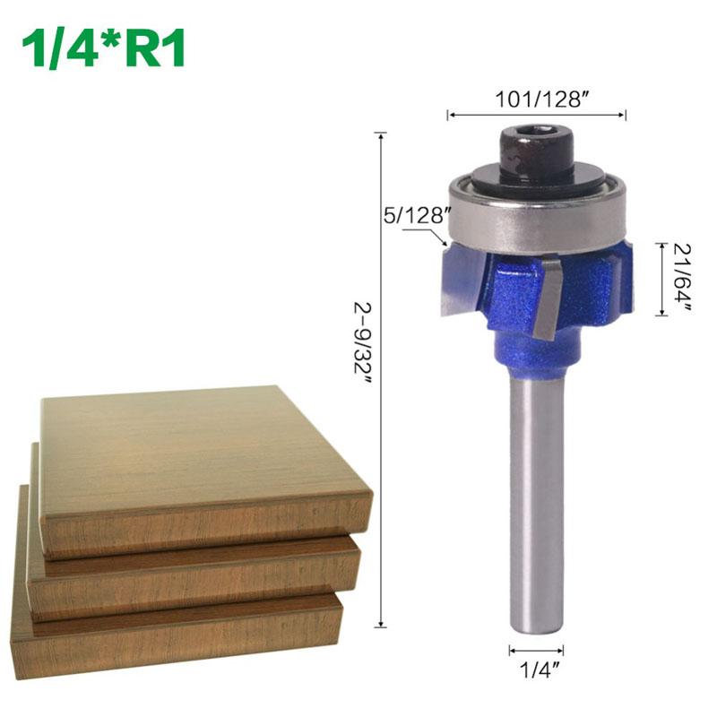 1/3PC 6mm 1/4inch Shank Woodworking Milling Cutter R1mm R2mm R3mm Trimming Knife Edge Trimmer 4 Teeth Wood Router Bit