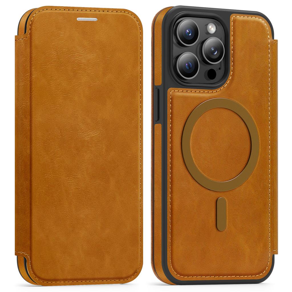 For iPhone 14 Pro Max Case Compatible with MagSafe RFID Blocking Card Holder Leather Phone Cover