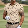 Men's Golf Printed 3D Polo Shirt Summer Casual Street Short Sleeved T-shirt Flip Top